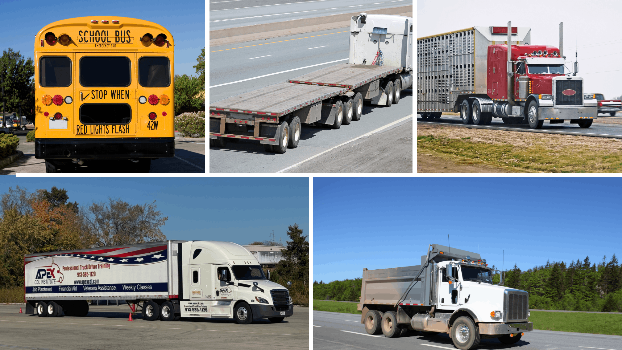 Image collage of five different vehicles